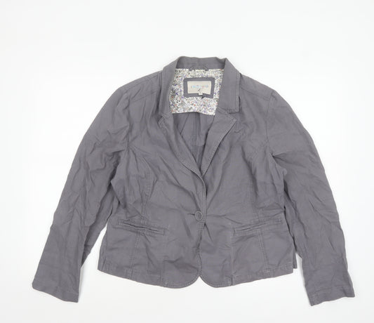 Marks and Spencer Women Grey Linen Cotton Blazer Size 14