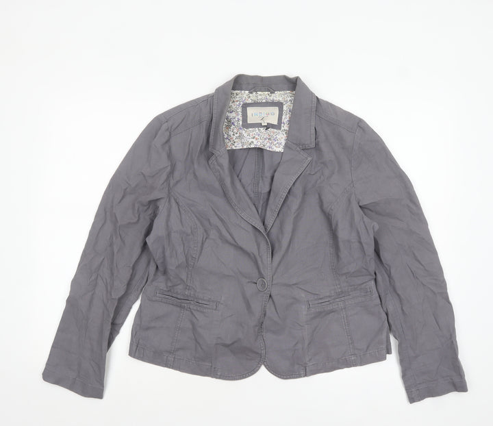 Marks and Spencer Women Grey Linen Cotton Blazer Size 14