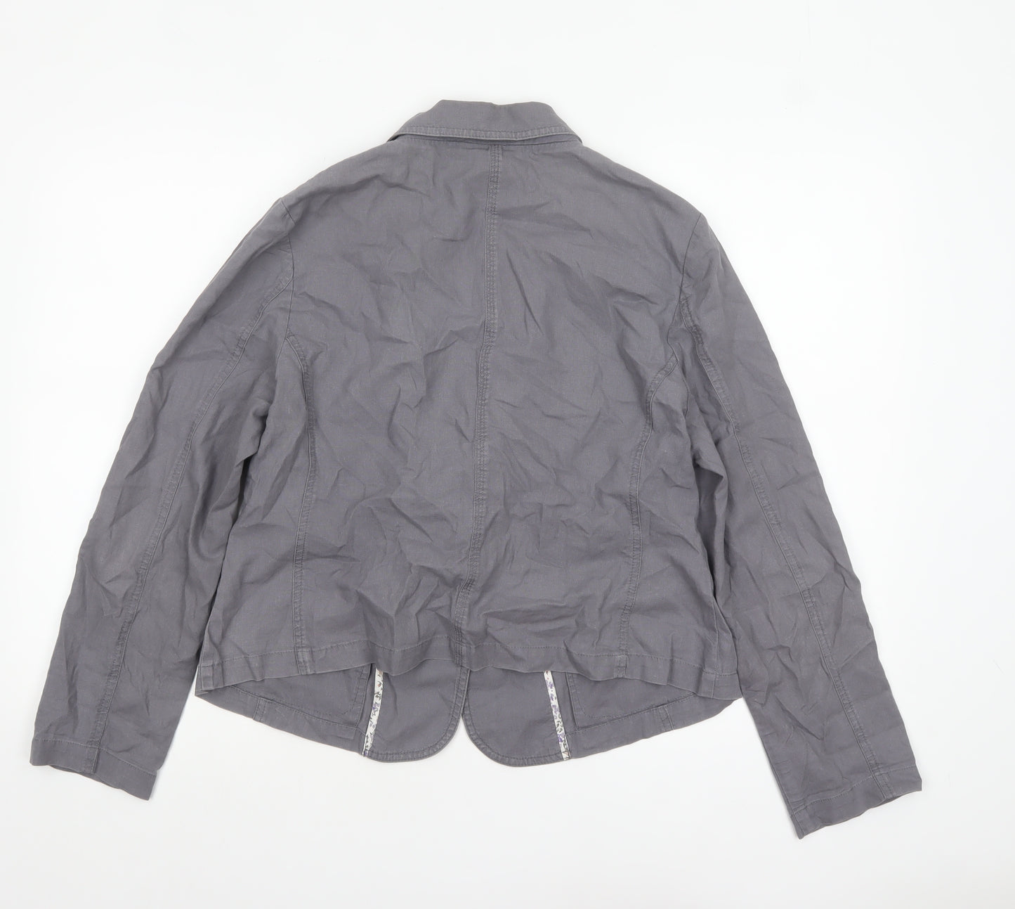 Marks and Spencer Women Grey Linen Cotton Blazer Size 14