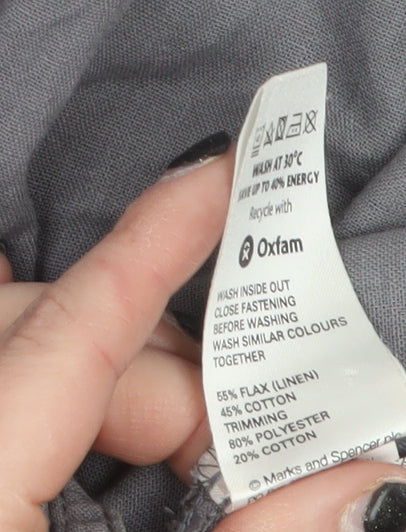 Marks and Spencer Women Grey Linen Cotton Blazer Size 14