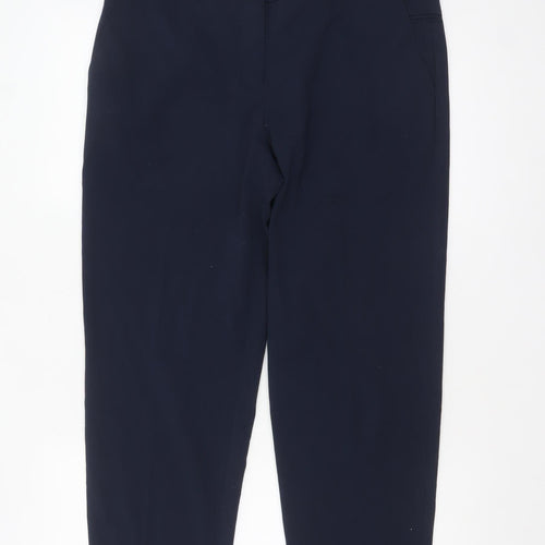 Mango Womens Blue Slim Fit Cropped Tapered Trousers Size 14