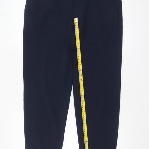 Mango Womens Blue Slim Fit Cropped Tapered Trousers Size 14
