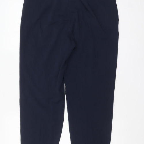 Mango Womens Blue Slim Fit Cropped Tapered Trousers Size 14
