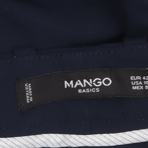 Mango Womens Blue Slim Fit Cropped Tapered Trousers Size 14