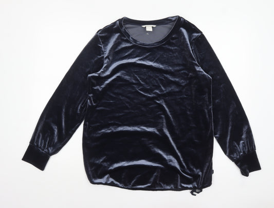 H&M MAMA Blue Velvet Long Sleeve Tunic Blouse Size 12