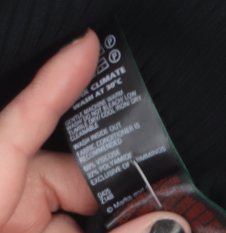 Marks and Spencer Womens Black Ribbed Strapless Top Size 22