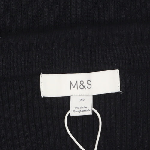 Marks and Spencer Womens Black Ribbed Strapless Top Size 22