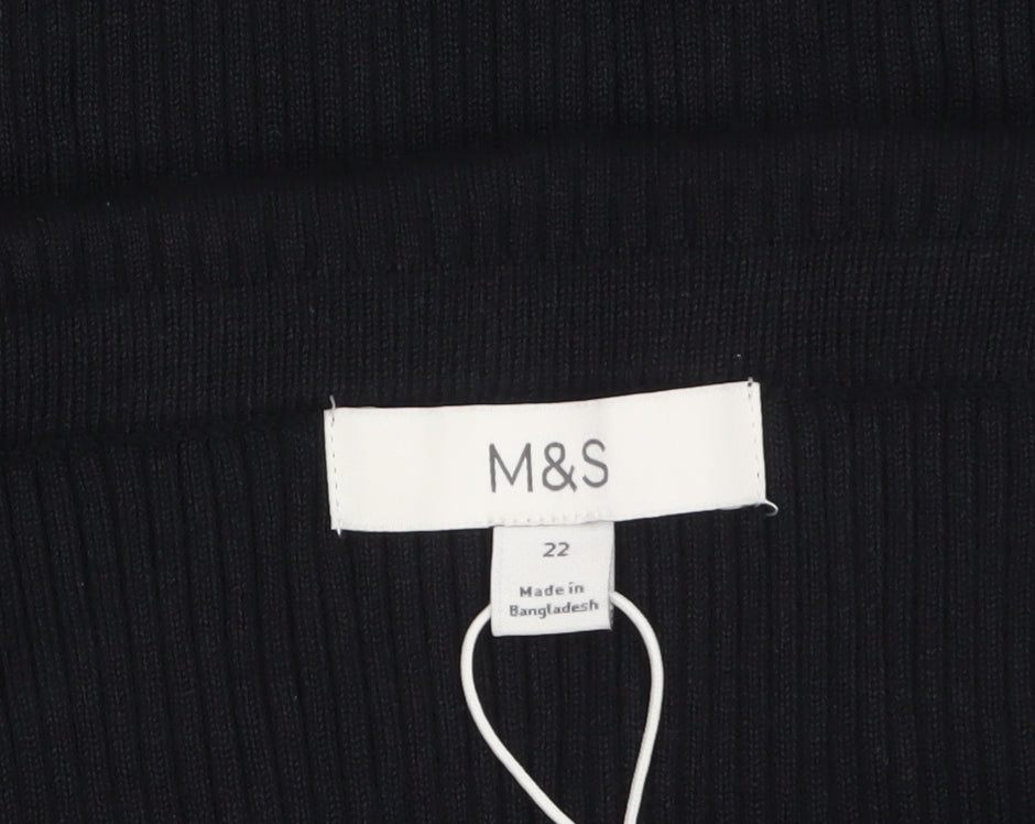 Marks and Spencer Womens Black Ribbed Strapless Top Size 22