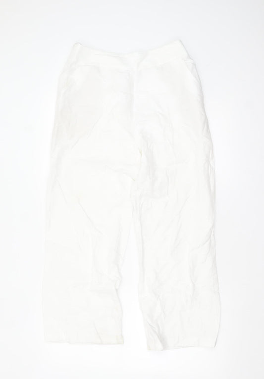 David Nieper Women's White Linen Blend Trousers Size 12 Lightweight