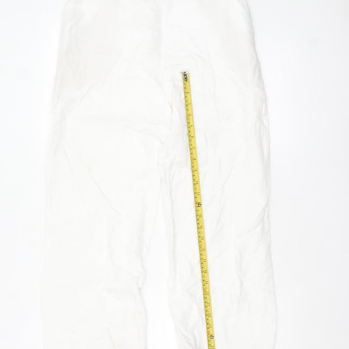 David Nieper Women's White Linen Blend Trousers Size 12 Lightweight