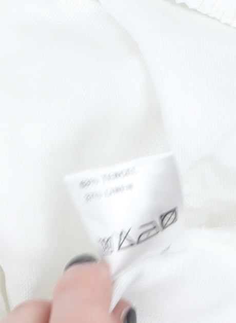 David Nieper Women's White Linen Blend Trousers Size 12 Lightweight