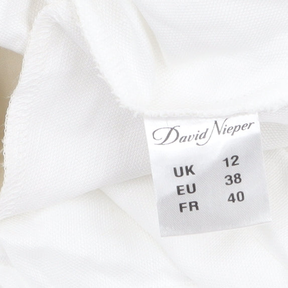 David Nieper Women's White Linen Blend Trousers Size 12 Lightweight
