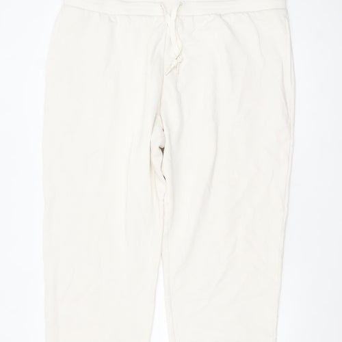 Marks and Spencer Men's Ivory 2XL Regular Cotton Blend Jogger Trousers