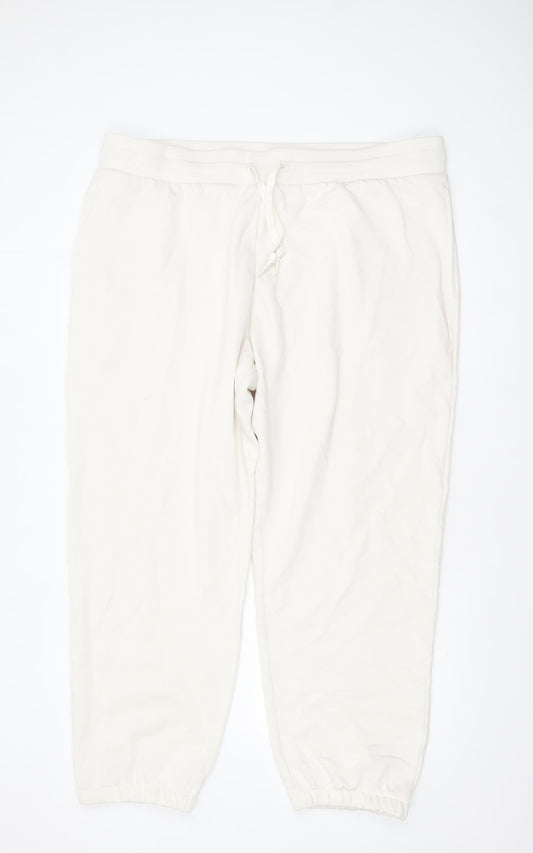 Marks and Spencer Men's Ivory 2XL Regular Cotton Blend Jogger Trousers