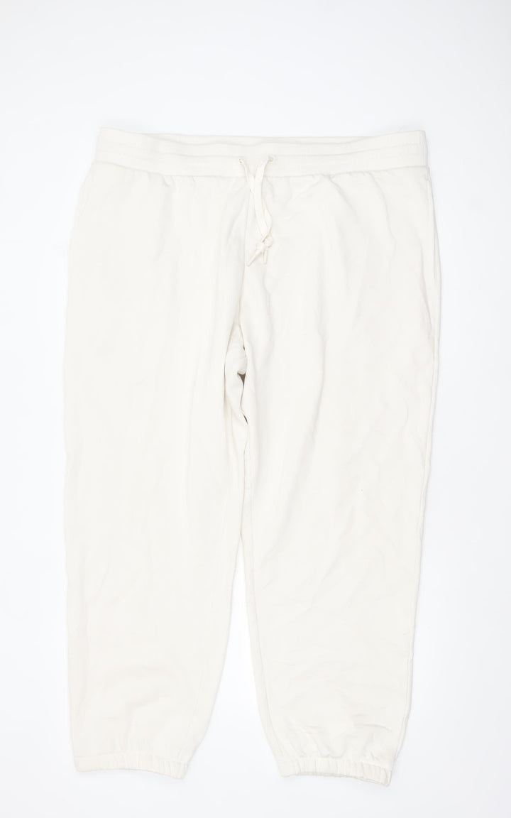 Marks and Spencer Men's Ivory 2XL Regular Cotton Blend Jogger Trousers