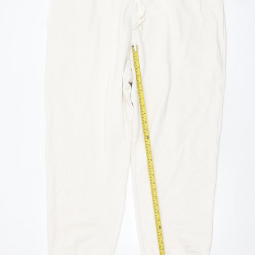 Marks and Spencer Men's Ivory 2XL Regular Cotton Blend Jogger Trousers