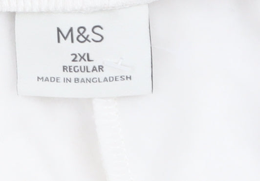 Marks and Spencer Men's Ivory 2XL Regular Cotton Blend Jogger Trousers