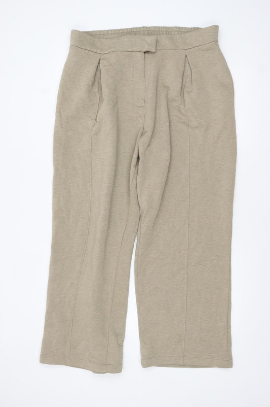 ASOS DESIGN Womens Beige L Relaxed Jersey Elastic Waist Trousers