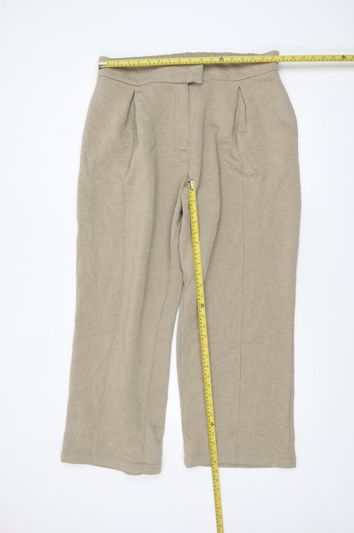 ASOS DESIGN Womens Beige L Relaxed Jersey Elastic Waist Trousers