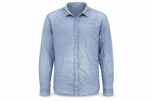 Front view of T.M.Lewin Men's Blue Denim Cotton Long Sleeve Casual Shirt L