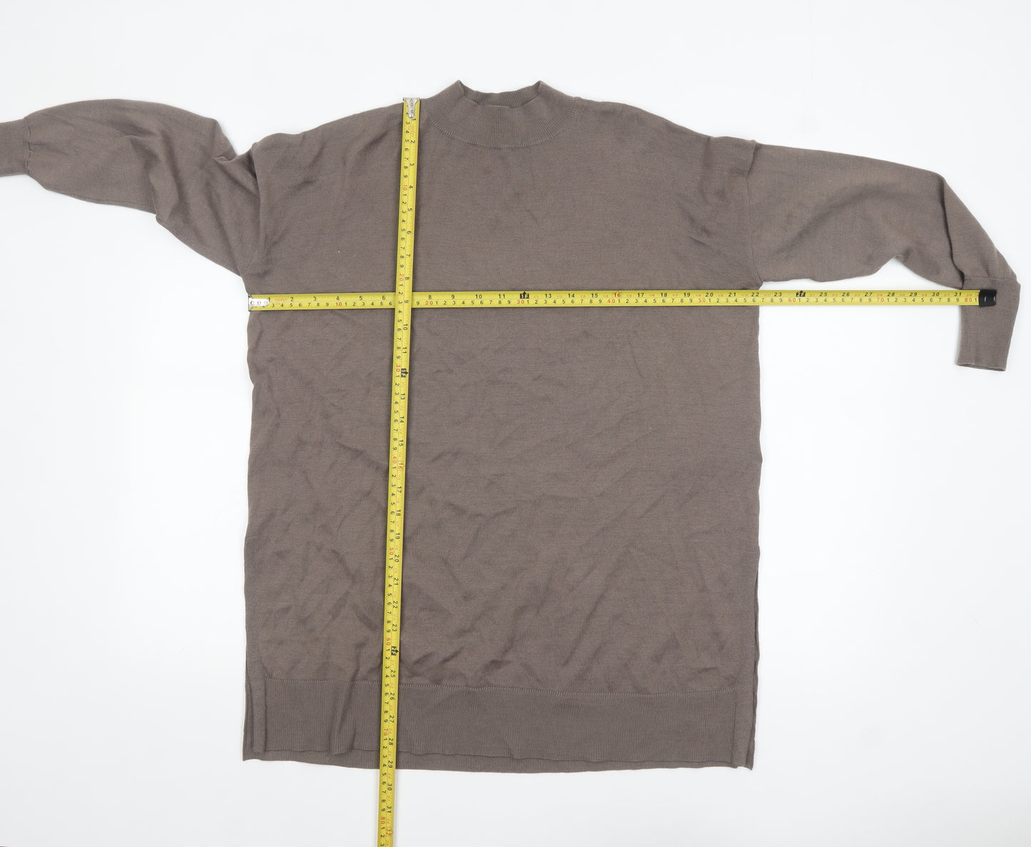 Uniqlo Women’s Brown Mock Neck Long Sleeve Tunic Jumper Size S