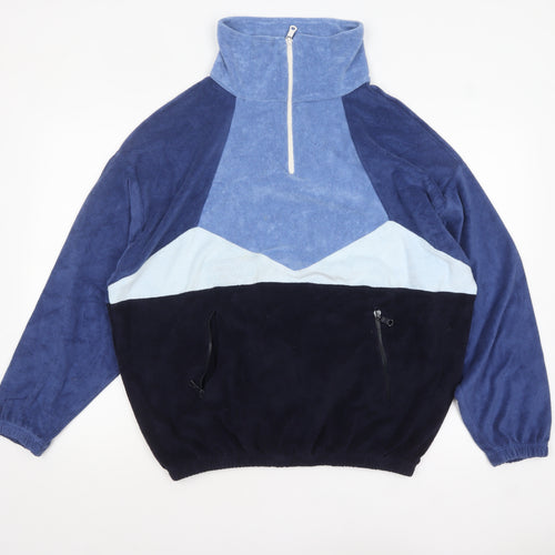 Howlin' Men's Blue Colour Block Fleece Half Zip Sweatshirt M