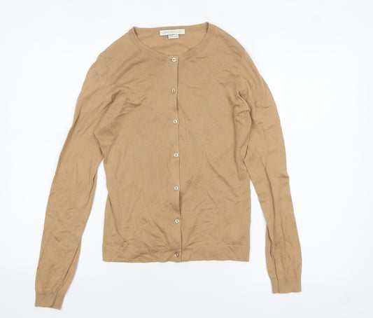John Smedley Women's Beige Cotton Cardigan Small Lightweight Knit