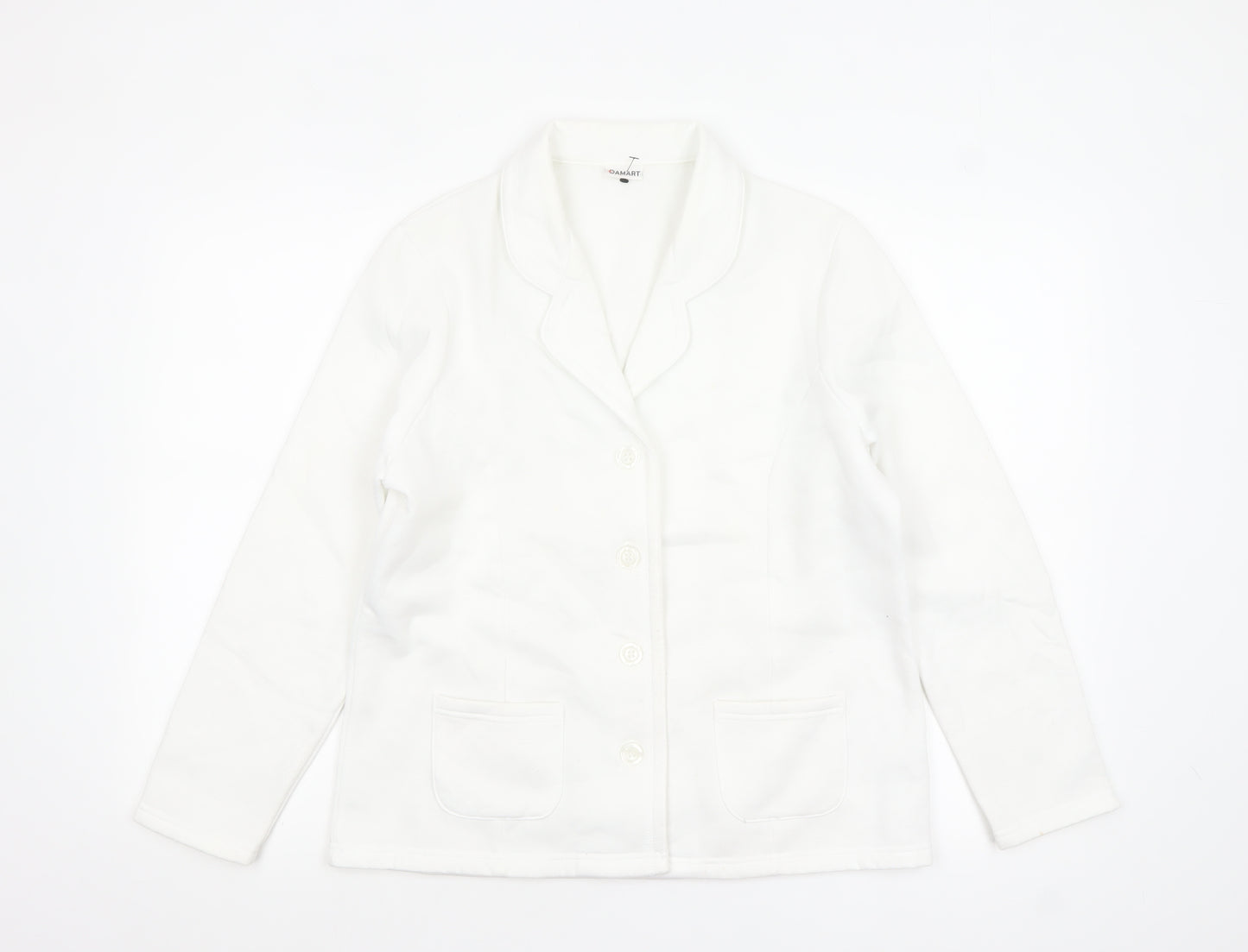 Damart Women White Size 14/16 Classic Blazer Long Sleeve Jacket