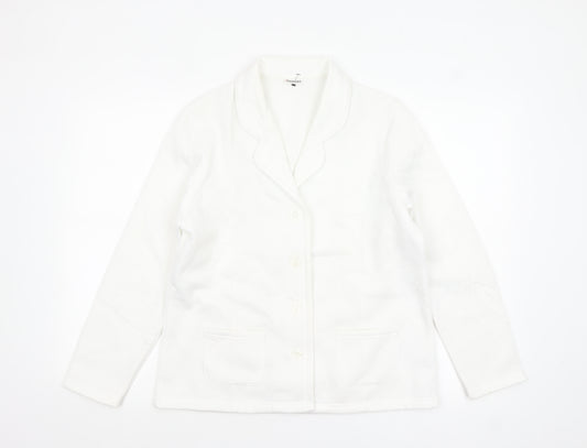 Damart Women White Size 14/16 Classic Blazer Long Sleeve Jacket