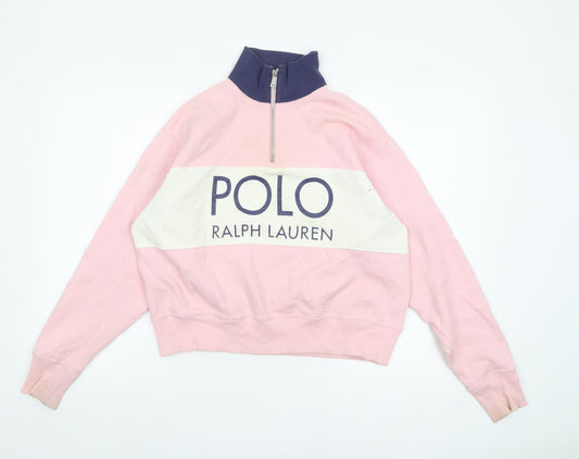 Polo Ralph Lauren Women Pink 1/2 Zip Pullover Sweatshirt Size S