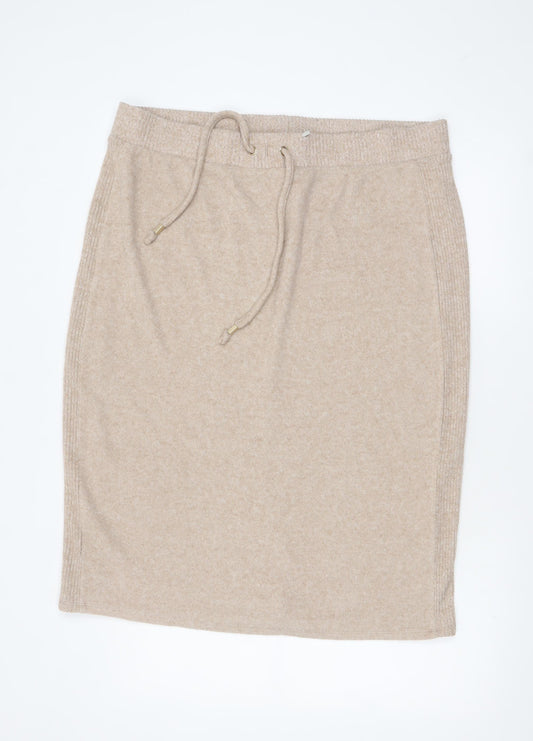 F&F Women’s Beige Knit Pencil Skirt Size 20 Elastic Waist