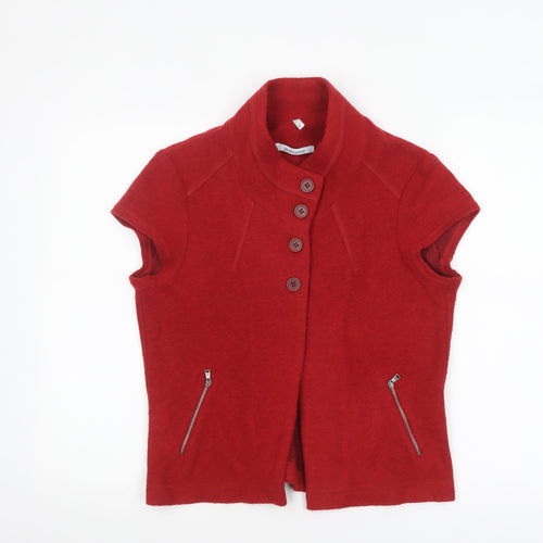 Steilmann Women's Red Short Sleeve Collared Cardigan Size 12