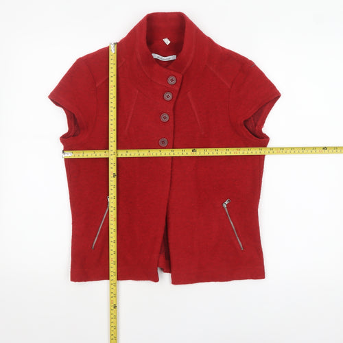 Steilmann Women's Red Short Sleeve Collared Cardigan Size 12