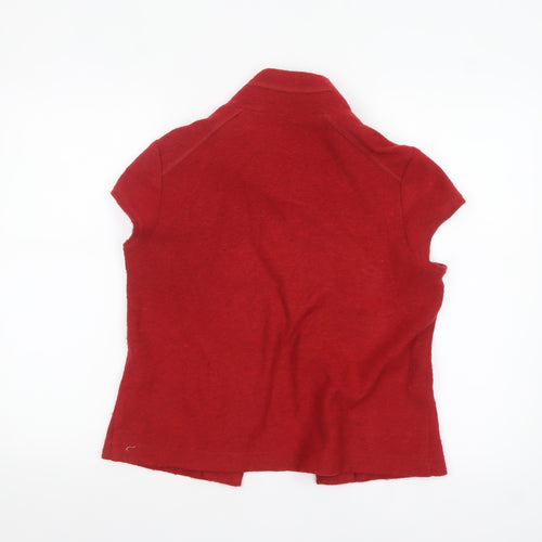 Steilmann Women's Red Short Sleeve Collared Cardigan Size 12