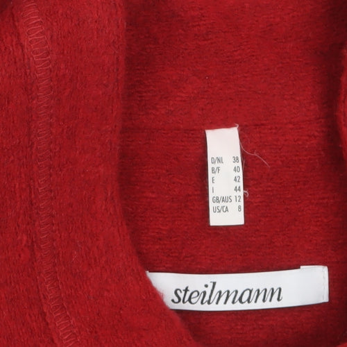 Steilmann Women's Red Short Sleeve Collared Cardigan Size 12