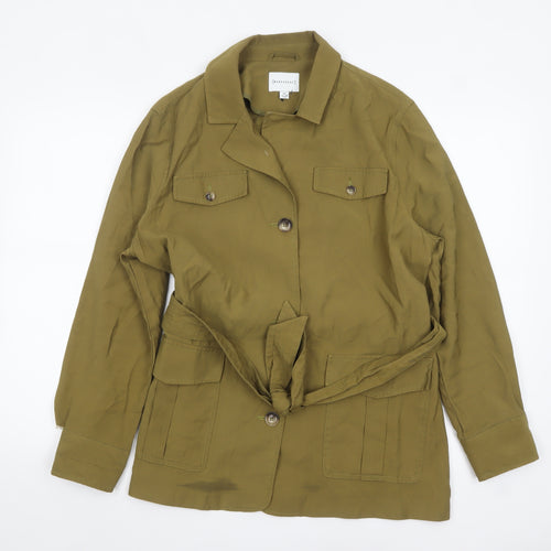 Warehouse Women's Green Military Belted Jacket Size 14