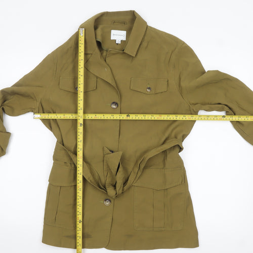 Warehouse Women's Green Military Belted Jacket Size 14