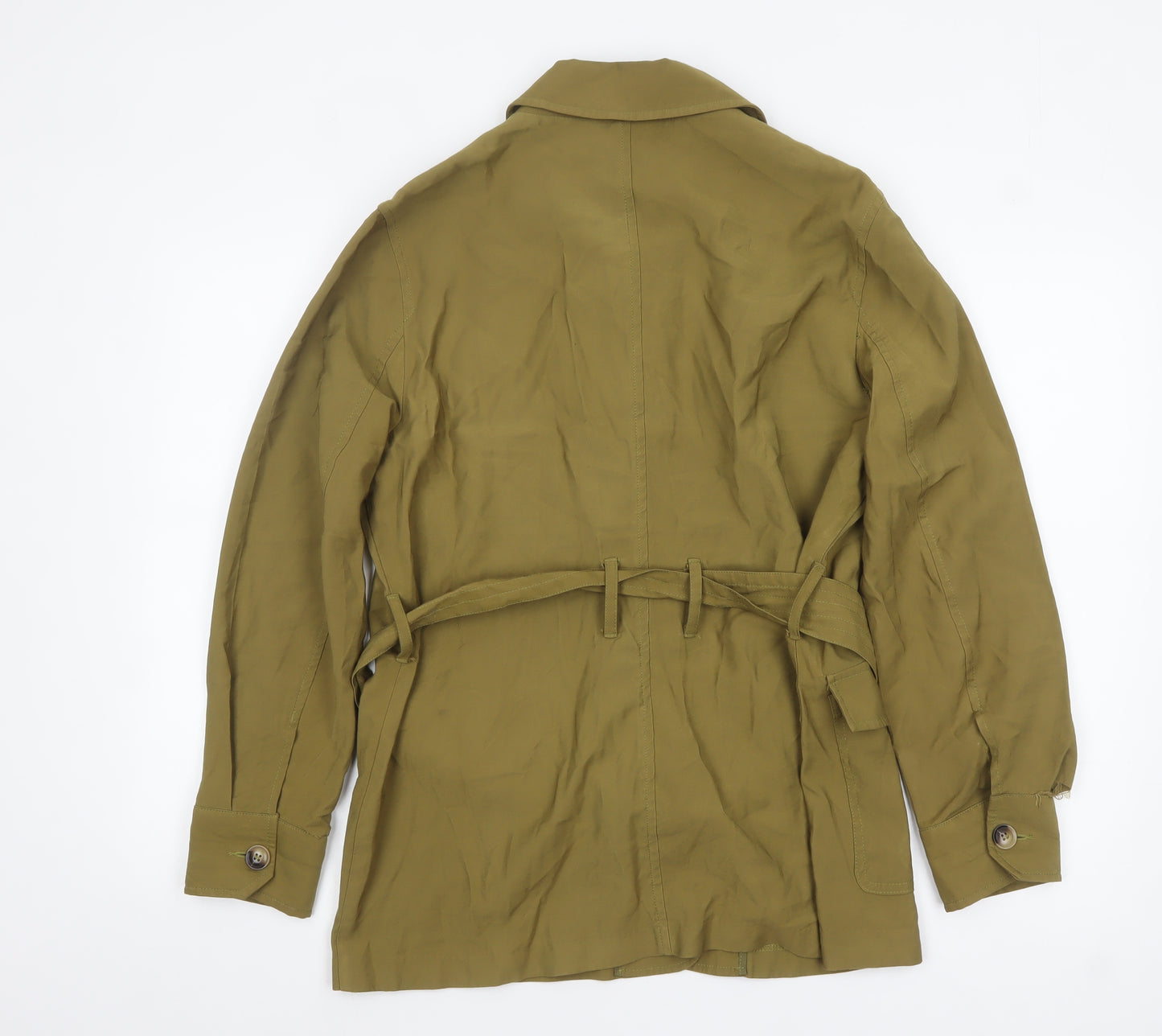 Warehouse Women's Green Military Belted Jacket Size 14
