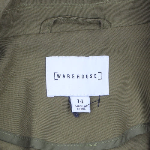 Warehouse Women's Green Military Belted Jacket Size 14