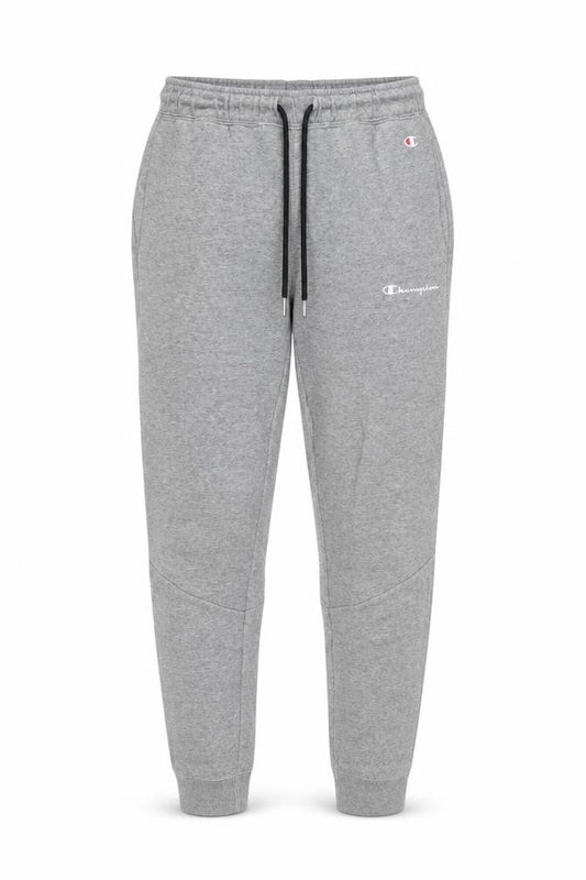 Front view of Champion Men's Grey Small Jogger Trousers with Drawstring Waist
