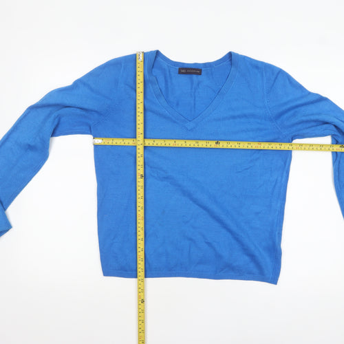 Marks and Spencer Women's Blue V-Neck Acrylic Jumper Size 12