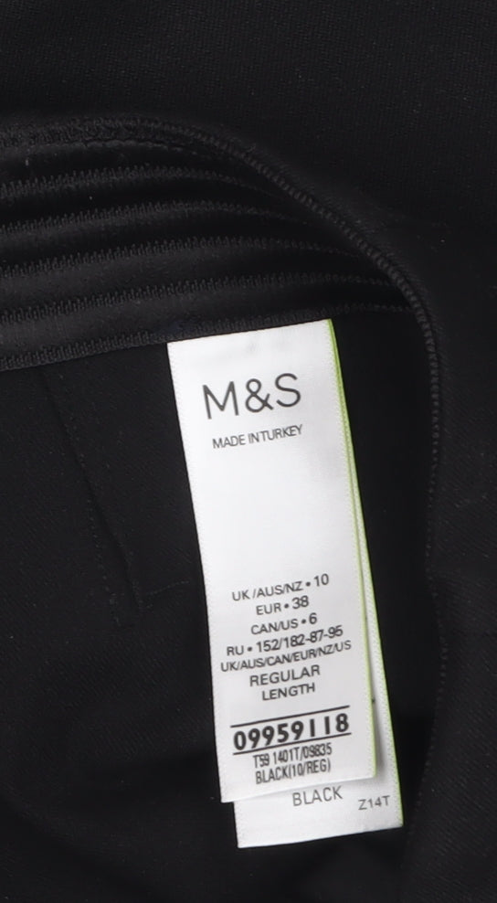 Marks and Spencer Women Black Size 10 Regular Length Trousers