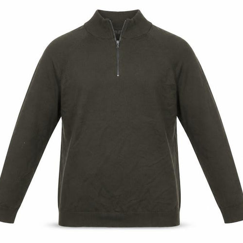 Marks and Spencer Men's Green 1/2 Zip High Neck Cotton Jumper M