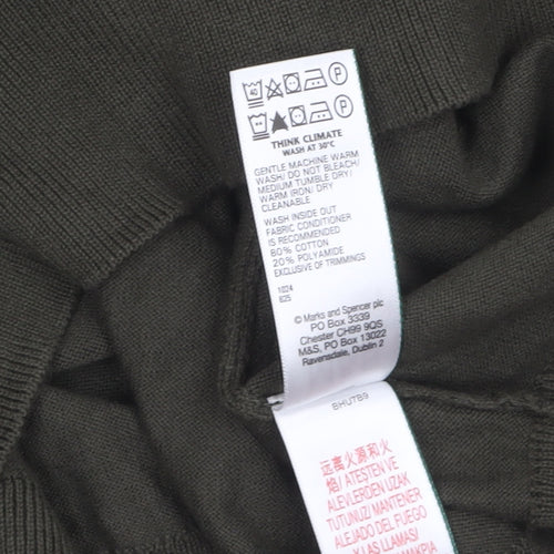 Marks and Spencer Men's Green 1/2 Zip High Neck Cotton Jumper M
