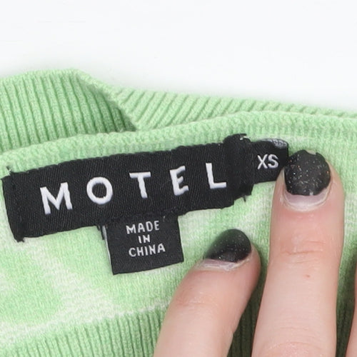 Motel Women’s Green Knit Camisole Tank Top XS Retro Style