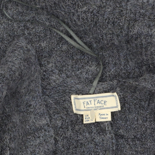 Fat Face Women’s Grey Chunky Knit Open Cardigan Size L