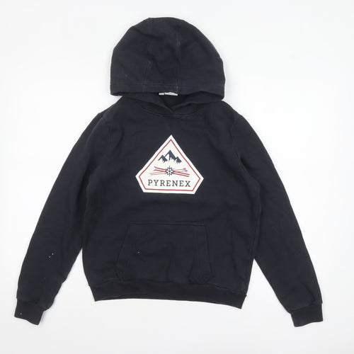 Pyrenex Boys Black 14 Years Pullover Hoodie 100% Cotton Graphic Print