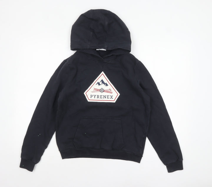 Pyrenex Boys Black 14 Years Pullover Hoodie 100% Cotton Graphic Print