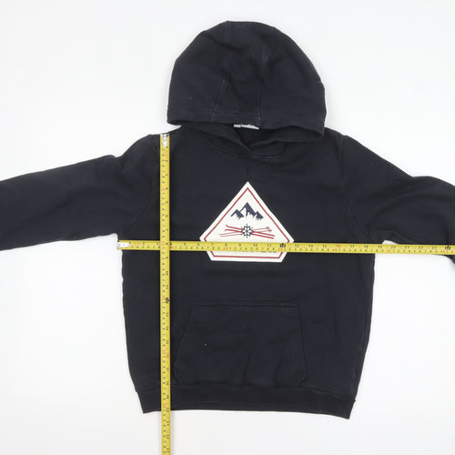 Pyrenex Boys Black 14 Years Pullover Hoodie 100% Cotton Graphic Print