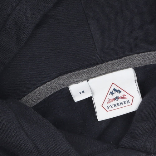Pyrenex Boys Black 14 Years Pullover Hoodie 100% Cotton Graphic Print